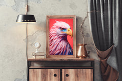 Pink and Blue Painted Eagle Bird Wall Art