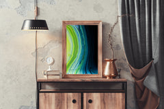 Dark and Green Waves Abstract Wall Art