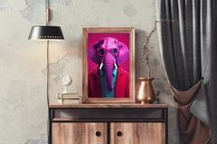 Pink Painted Elephant With Glasses Animal Wall Art