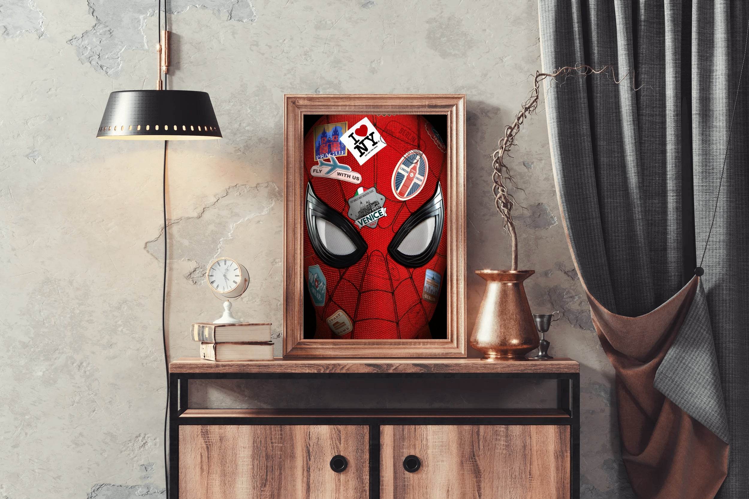 Spider Man Mask with Sticker on Mask Wall Art - beink online art store