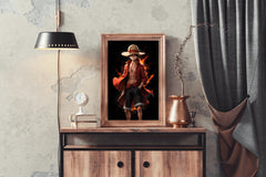 Monkey D. Luffy Character  on Fire Anime Wall  Art