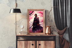 Slender Male Samurai With Short Black Hair Anime Wall Art