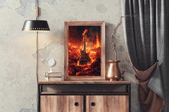 Fiery Rock Guitar Wall Art