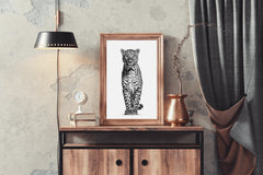 African Leopard Black & White Wall Art