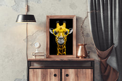 Yellow Cool Look Giraffe With Goggle Wall Art