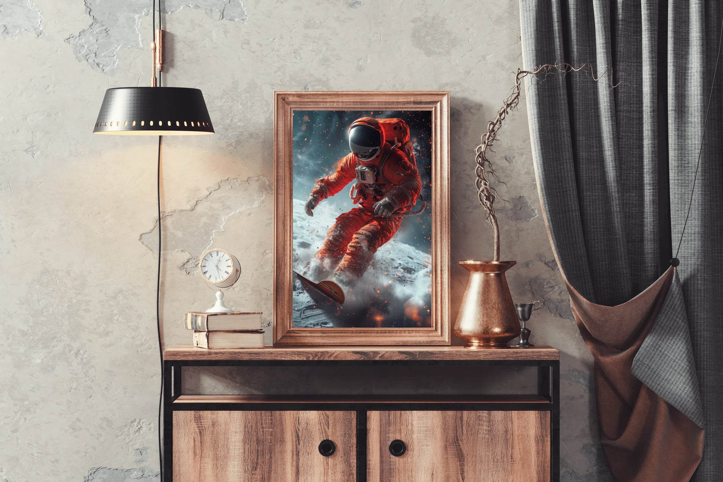 astronaut in an orange space suit Wall Art - beink online art store