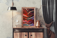 Dark Multicolor Lines Abstract Wall Art