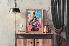 Futuristic Samurai Warrior in Vibrant Colors Wall Art