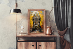 Painting Of A Chair Made Of Daggers And Swords Wall Art