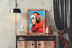 Modern Anime Hijab Girl  Wall  Art