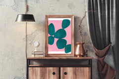 Jade Green Stone With Pink Background Wall Art