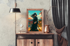 Anime Style Portrait of Traditional Japanese's Samurai Character Anime Wall  Art