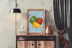 Colored Bell Pepper Painting Wall Art