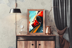 Ferrari Red Cartoon Style Wall Art