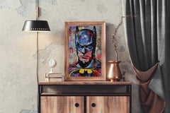 Watercolor Painting of Batman Face Wall Art