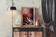 Stock Wooden Violin Next To The Vase Wall Art