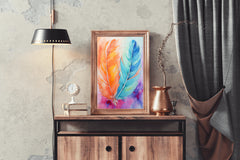 Painting Colored Feathers Wall Art