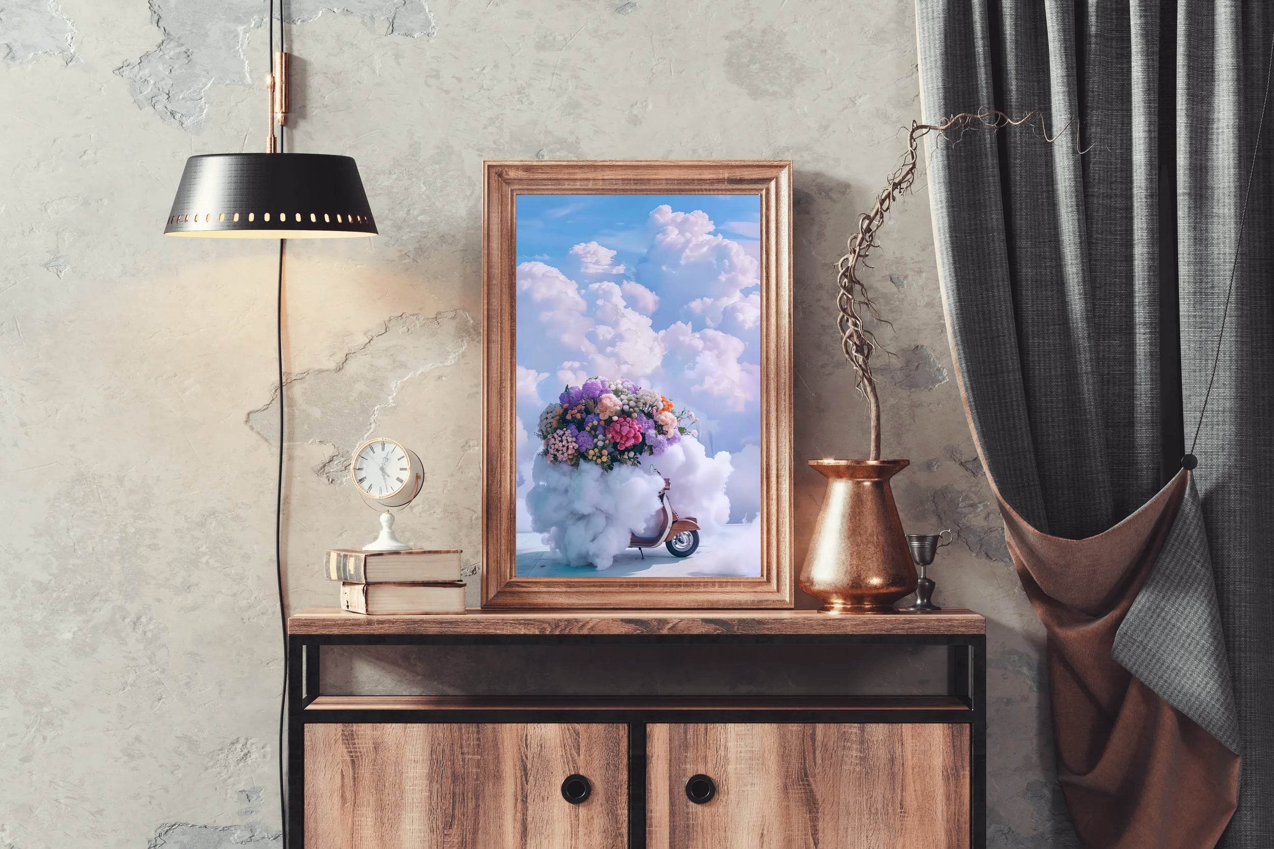 Floral Vespa in Clouds Wall Art - beink online art store