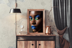 African Women Makeup With Blue Color Wall Art