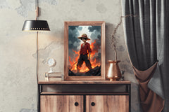 Monkey D. Luffy on Fire Anime Wall  Art