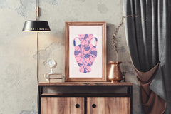 Pink And Blue Vase With Handle Wall Art