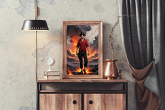 Monkey D. Luffy With Fire Background  Anime Wall  Art