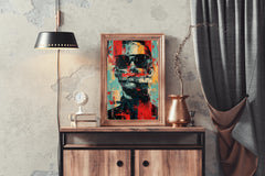 Oil Paint Strokes of Funky Man With Glasses Wall Art