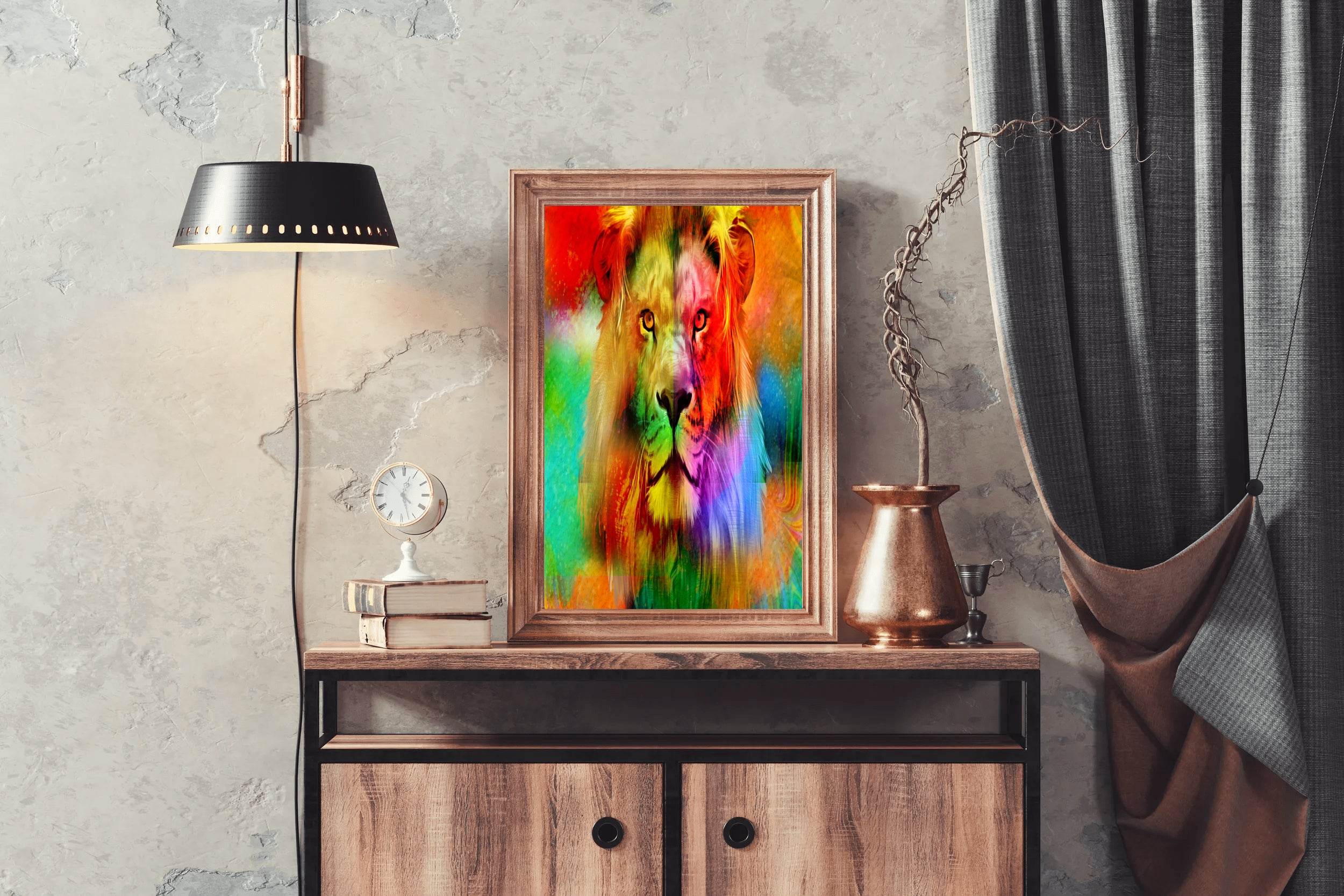 Multicolor Loin Face Wall Art - beink online art store