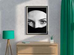 Woman Wearing Burqa Black & White Wall Art