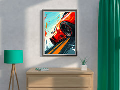 Ferrari Red Cartoon Style Wall Art