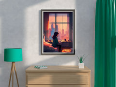 Lofi Girl in Room Anime Wall Art