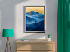 Black Horse Painting In The Mountains Wall Art