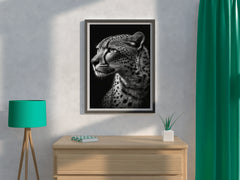 South African Cheetah Black & White Wall Art - beink online art store