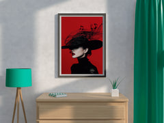 Elegant Lady With Black Hat Modern Wall Art