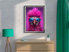 Purple Color Bird Wearing Glasses Wall Art