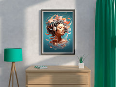 Anime Girl With Old Headphones Wall Art