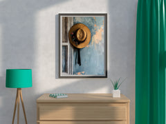 Women Wide Brim Hat Painting Wall Art