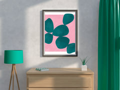 Jade Green Stone With Pink Background Wall Art