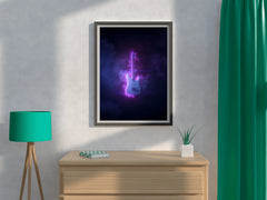 Electric Rock Guitar With Neon Lights Wall Art