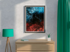 Blue and Red Water Color Liquid Abstract Wall Art