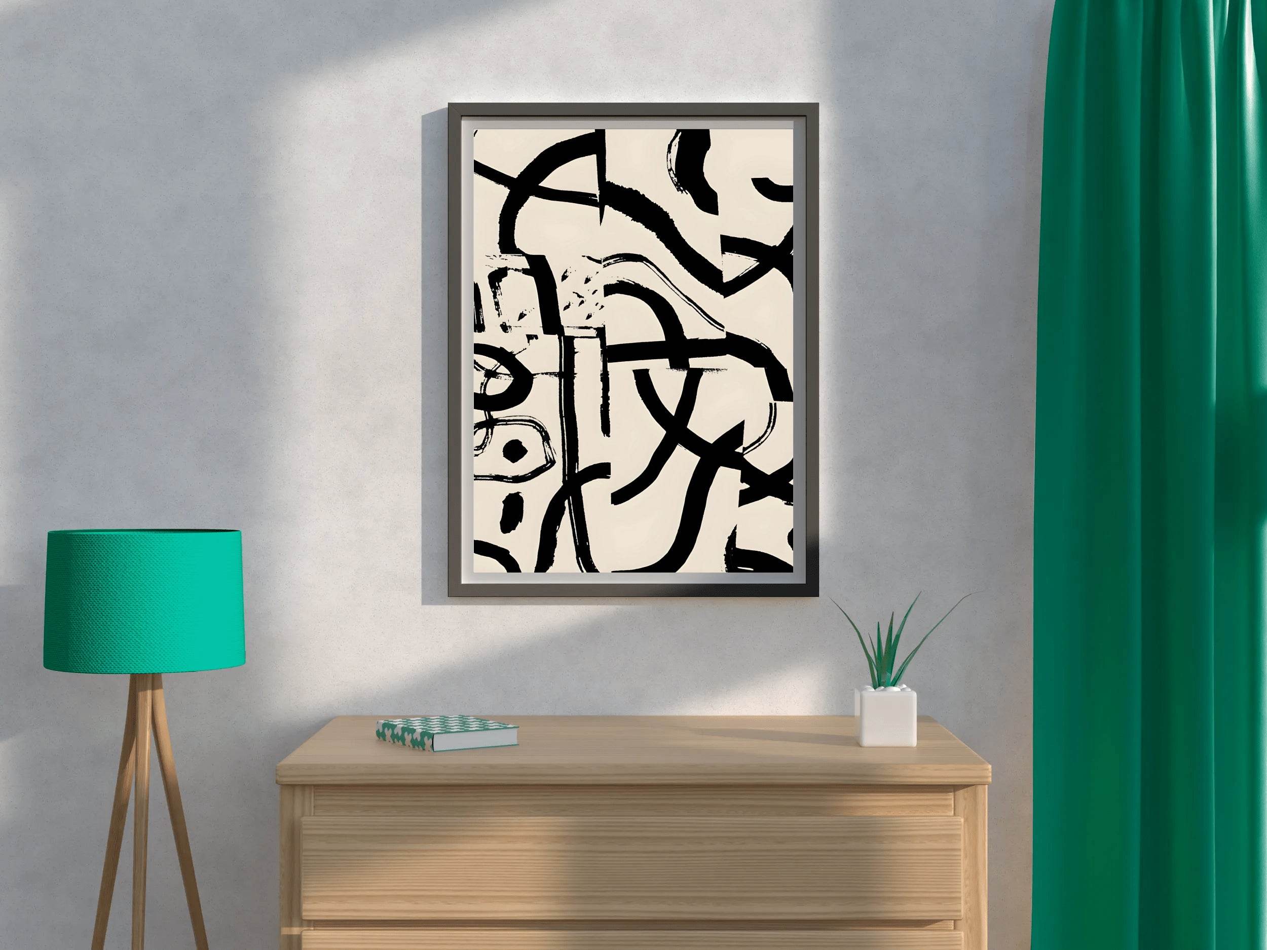 Black Ink Scribble Modern Wall Art - beink online art store