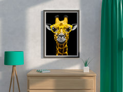 Yellow Cool Look Giraffe With Goggle Wall Art