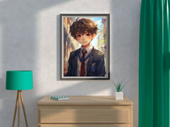 Anime style portrait of young Student school in Uniform  Wall  Art