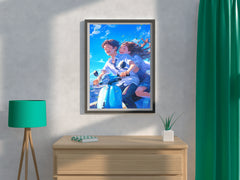 Couple On Bike Anime  Wall Art