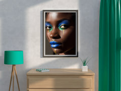 African Women Makeup With Blue Color Wall Art