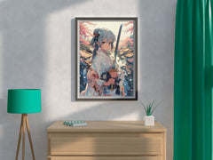 Girl Wearing Kimono Japanese Traditional in Garden Anime Wall  Art