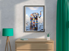 Colorful Robotic Elephant Animal Wall Art