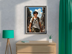 Short Curly Black Hair Adventure Character Anime Wall  Art