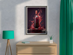 Red Wine Bottle With Purple Background Wall Art