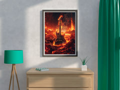 Fiery Rock Guitar Wall Art